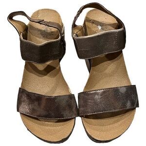 Corkys Elastic Stretch Band‎ Open Toe Wedge Sandals Distressed Brown Size 6